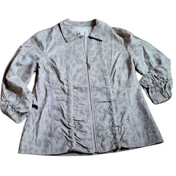 Chico's Kareleen Metallic Leopard Ruched Jacket - Picture 3 of 9